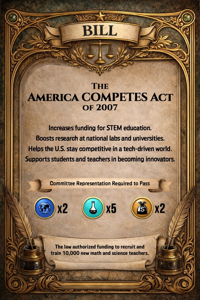 America COMPETES Act of 2007 bill card
